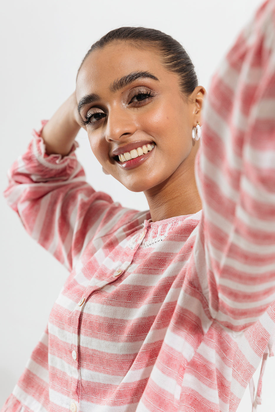 Beechtree - Red Striped Peplum Top