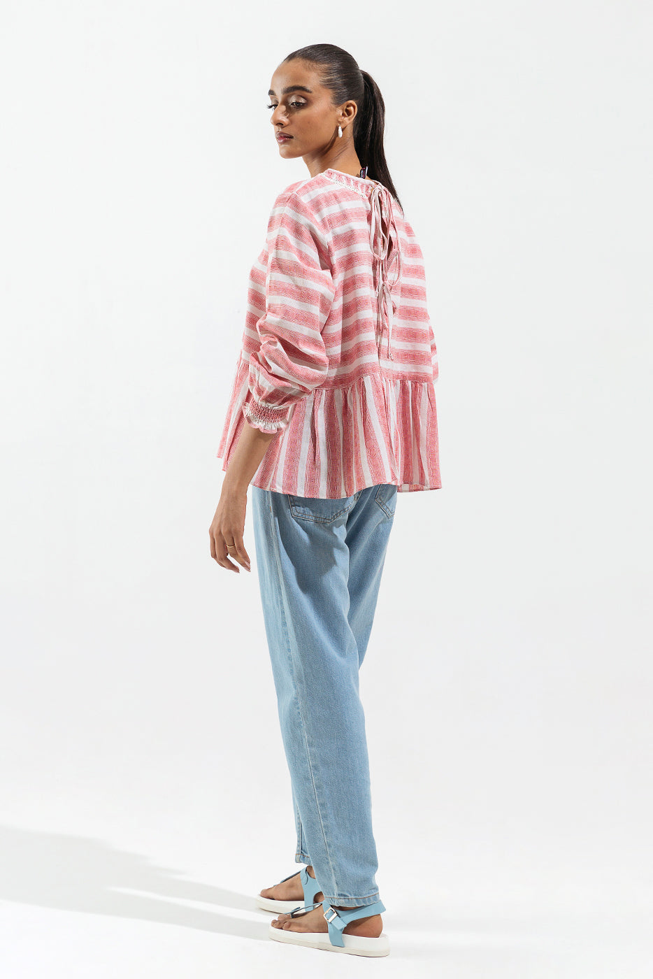 Beechtree - Red Striped Peplum Top