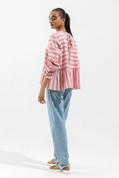 Beechtree - Red Striped Peplum Top