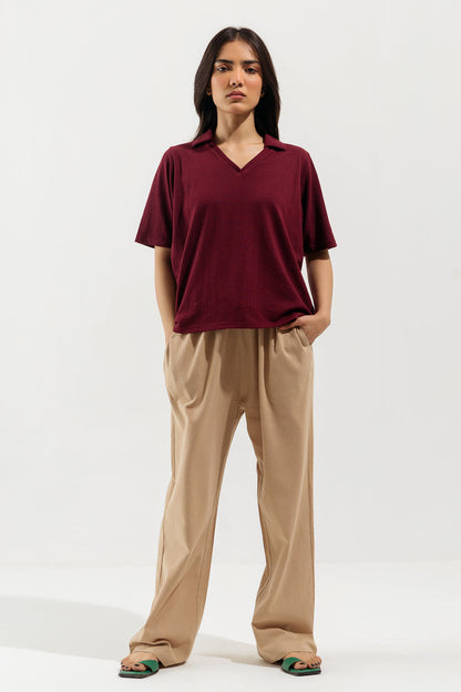 Beechtree - Maroon Collared T-Shirt.