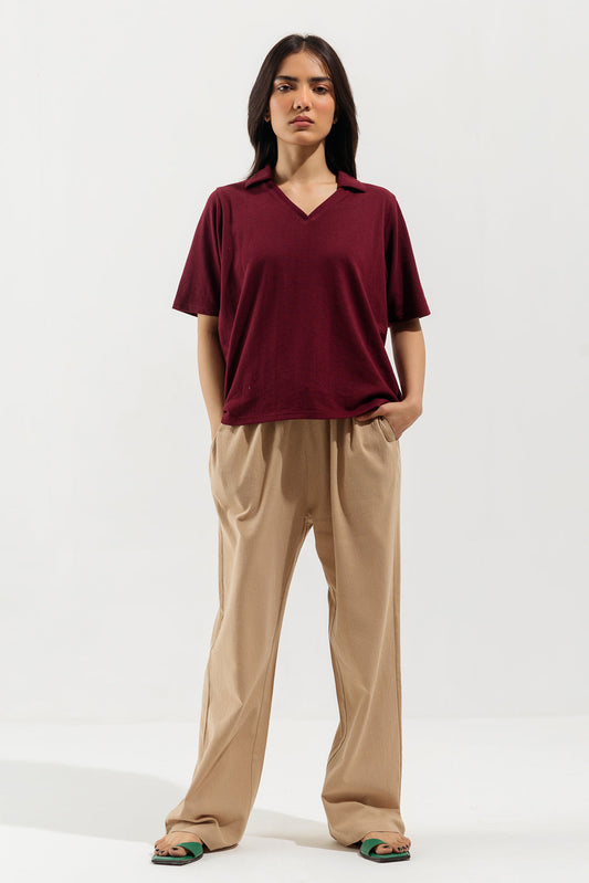 Beechtree - Maroon Collared T-Shirt.