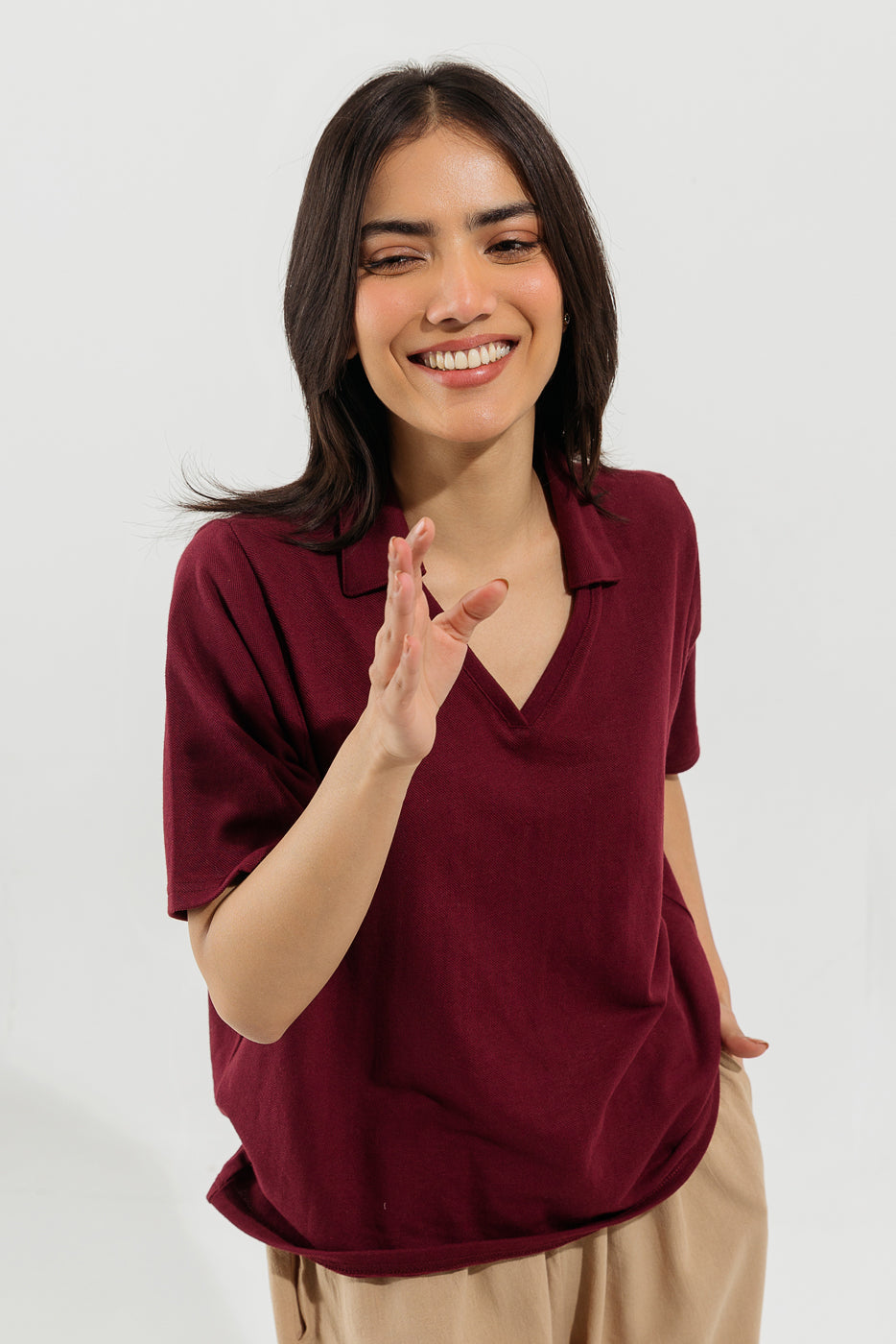 Beechtree - Maroon Collared T-Shirt.