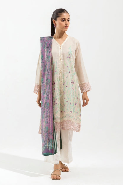 Beechtree - Embroidered Shirt With Dupatta