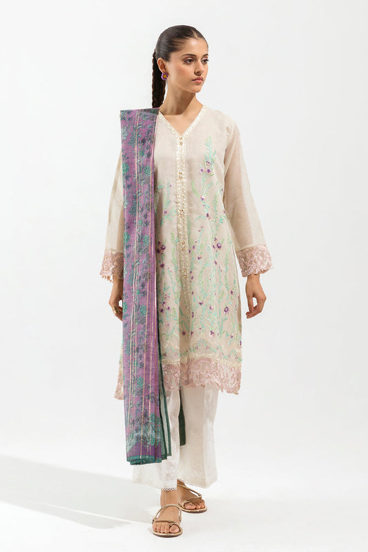 Beechtree - Embroidered Shirt With Dupatta