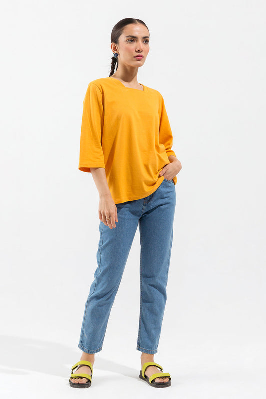 Beechtree - Yellow Straight Neck T-Shirt