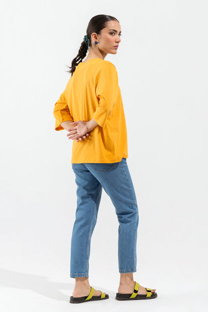 Beechtree - Yellow Straight Neck T-Shirt