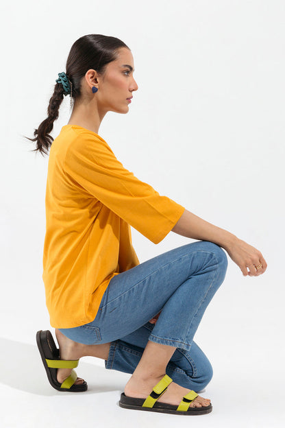 Beechtree - Yellow Straight Neck T-Shirt