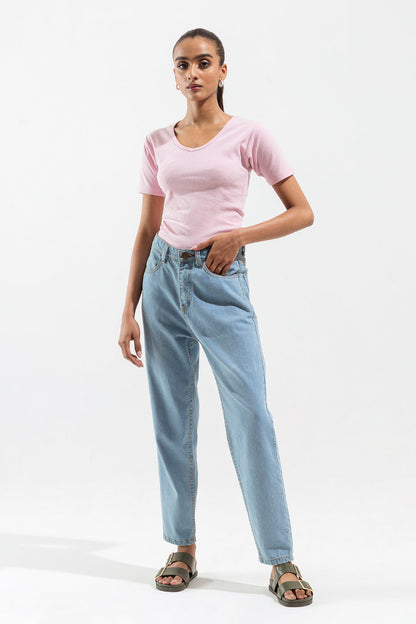 Beechtree - Light Pink V Neck Cropped Top