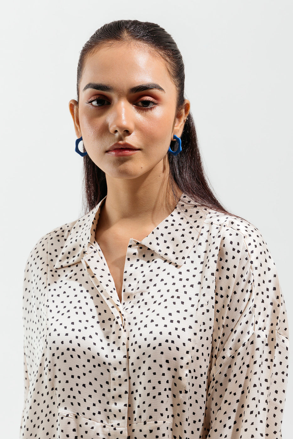 Beechtree - Biege Printed Silk Long Dress