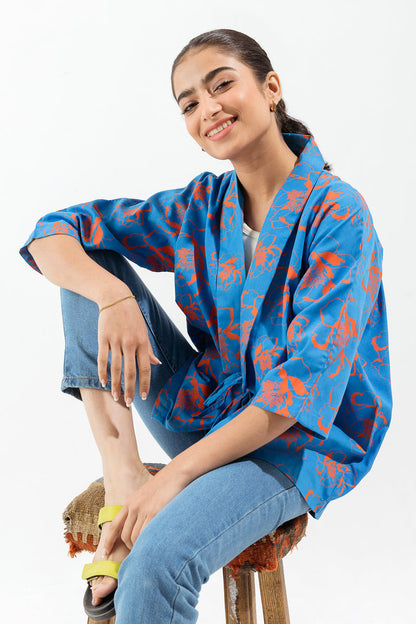 Beechtree - Hand Screen Printed Blue Kimono