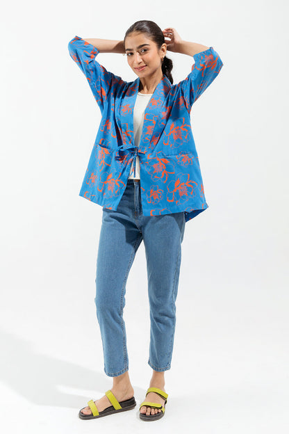 Beechtree - Hand Screen Printed Blue Kimono