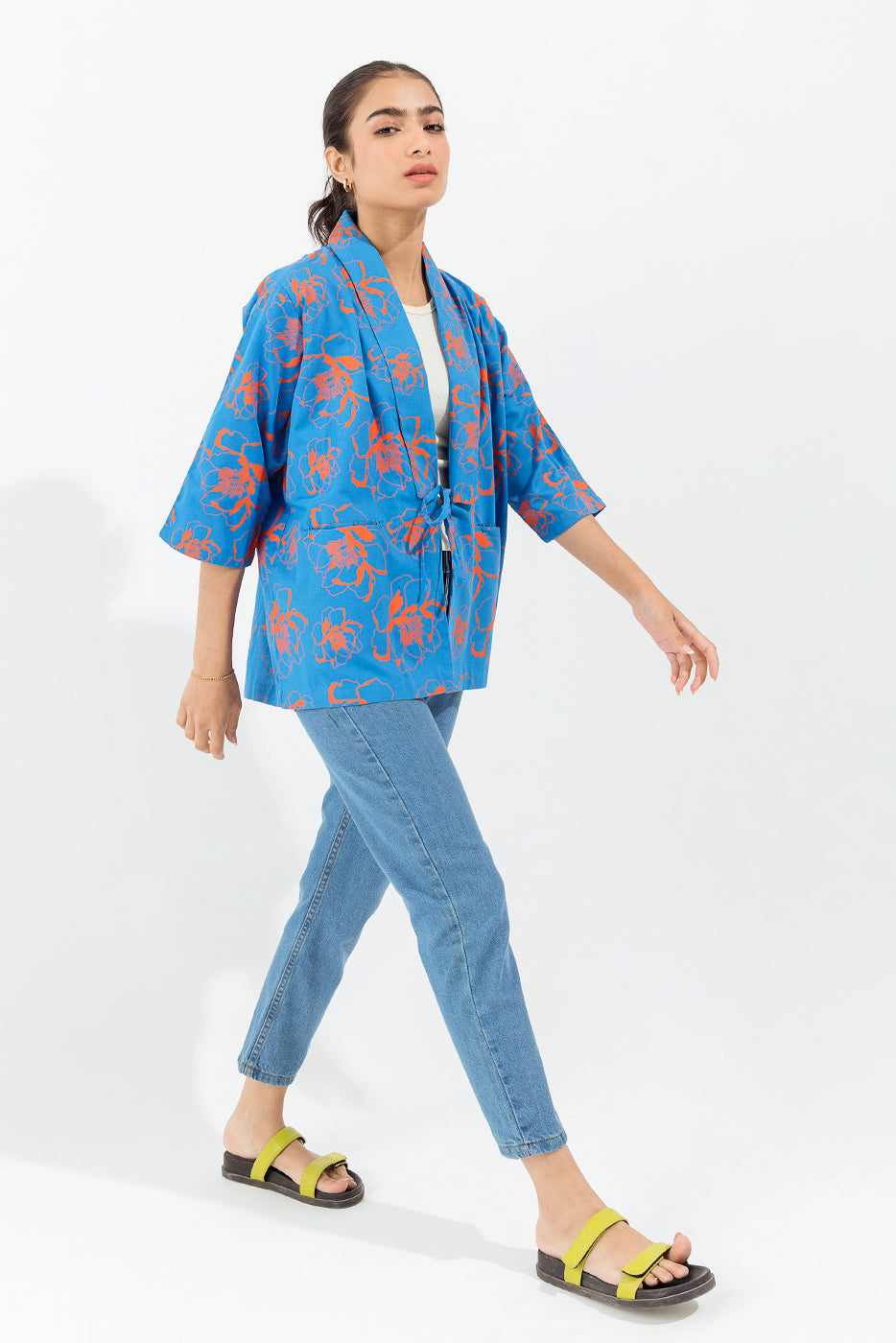 Beechtree - Hand Screen Printed Blue Kimono