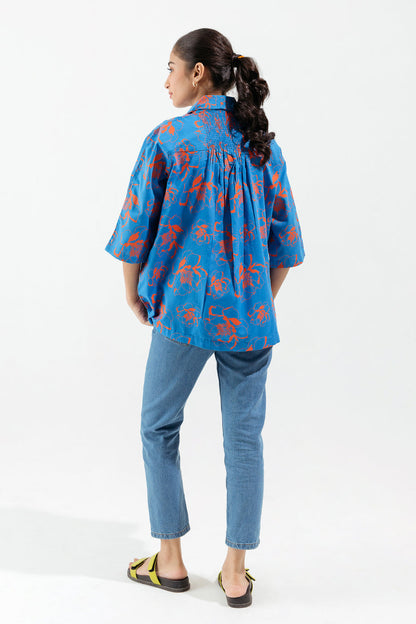 Beechtree - Hand Screen Printed Blue Kimono
