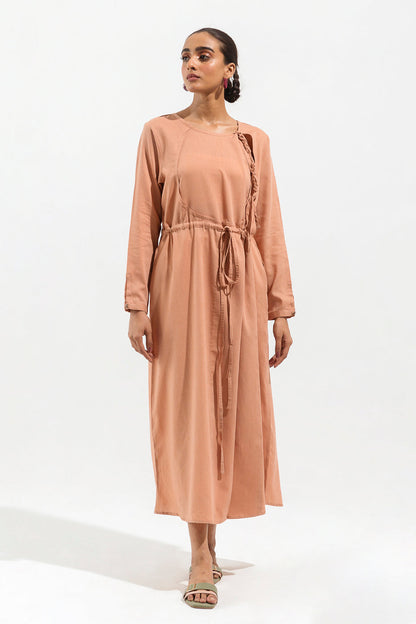 Beechtree - Sand Brown Overlapped Long Dress