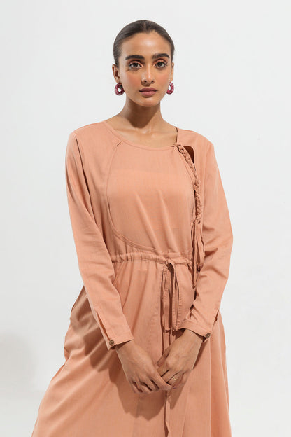 Beechtree - Sand Brown Overlapped Long Dress