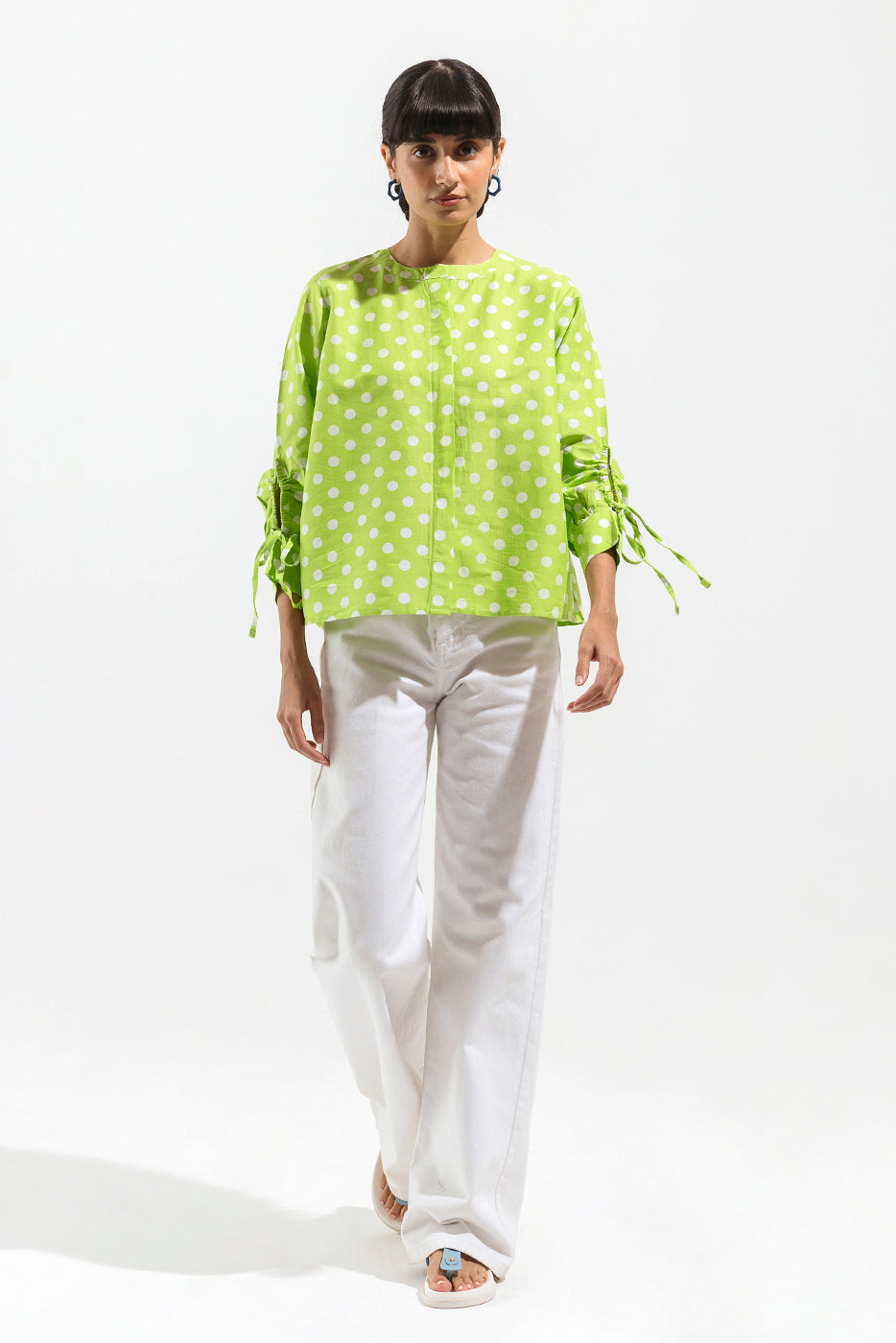 Beechtree - Leaf Green Polka Dot Button-Through Shirt