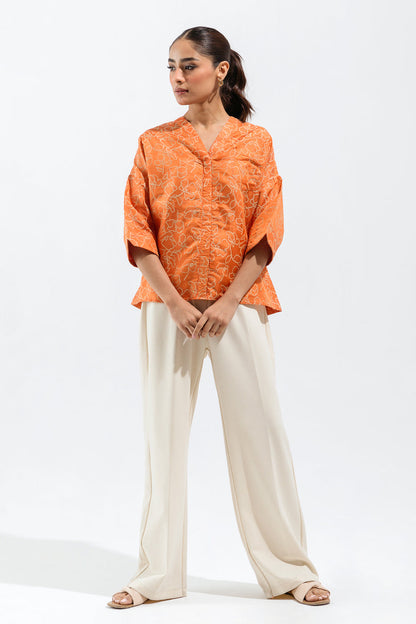 Beechtree - Orange Jacquard Top