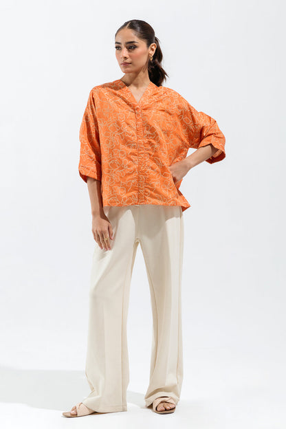 Beechtree - Orange Jacquard Top