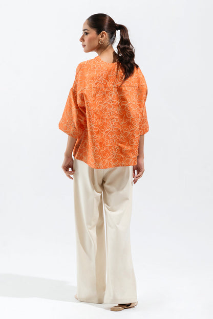 Beechtree - Orange Jacquard Top