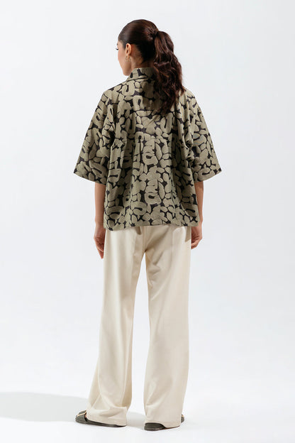 Beechtree - Black Jacquard Button Down Top