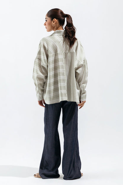 Beechtree - Green And White Striped Button-Though Shirt