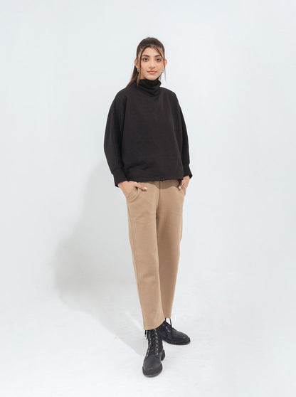 Beechtree - Black Batwing Sleeved Fleece Sweatshirt