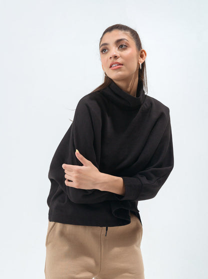 Beechtree - Black Batwing Sleeved Fleece Sweatshirt
