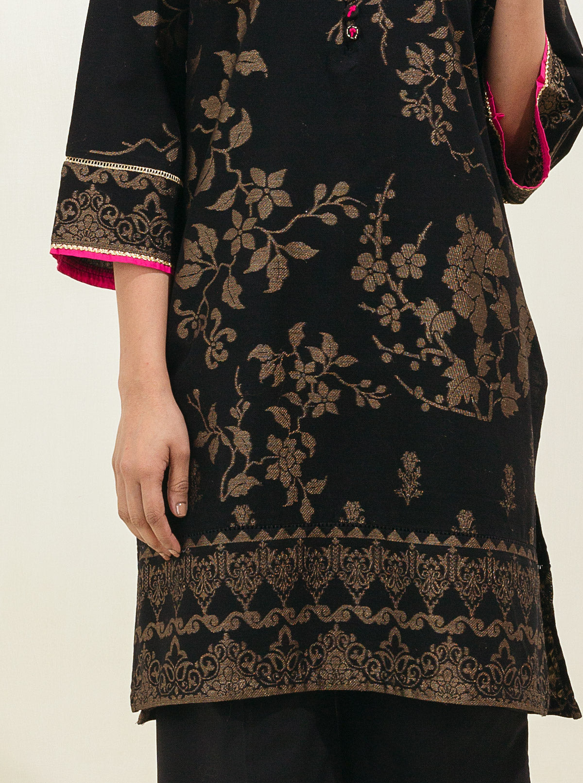 Beechtree - BASIC KHADDAR JACQUARD SHIRT (PRET)