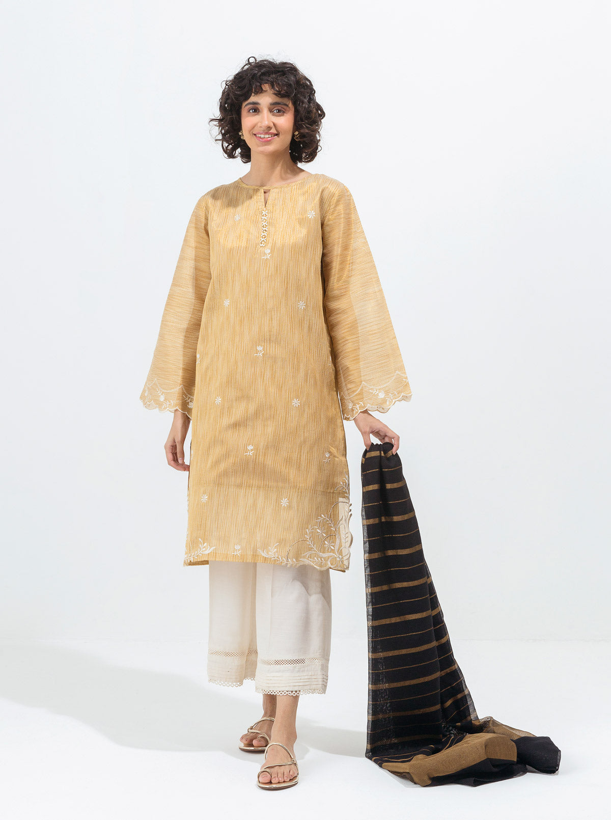 Beechtree - Embroidered Shirt With Dupatta