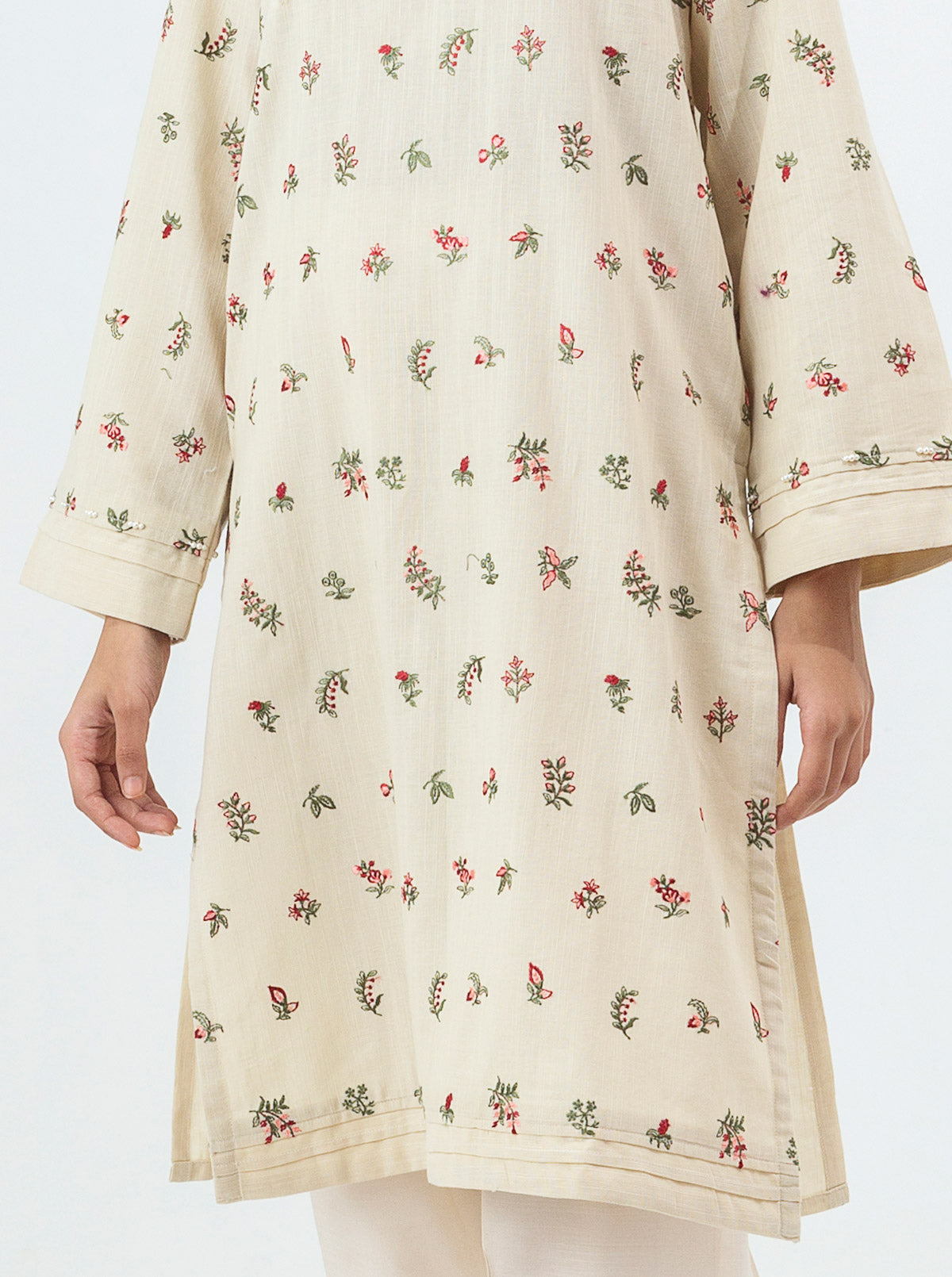 Beechtree - EMBROIDERED SLUB KHADDAR SHIRT (PRET)