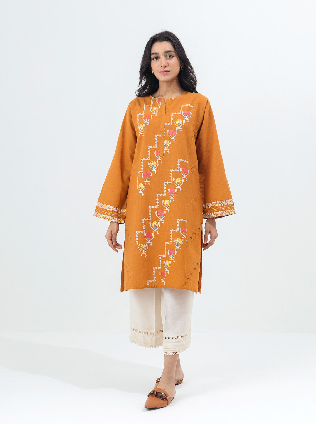 Beechtree - EMBROIDERED SLUB KHADDAR SHIRT (PRET)