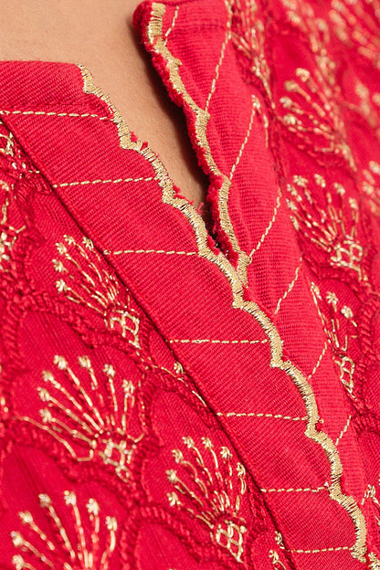 Beechtree - EMBROIDERED SLUB KHADDAR SHIRT (PRET)