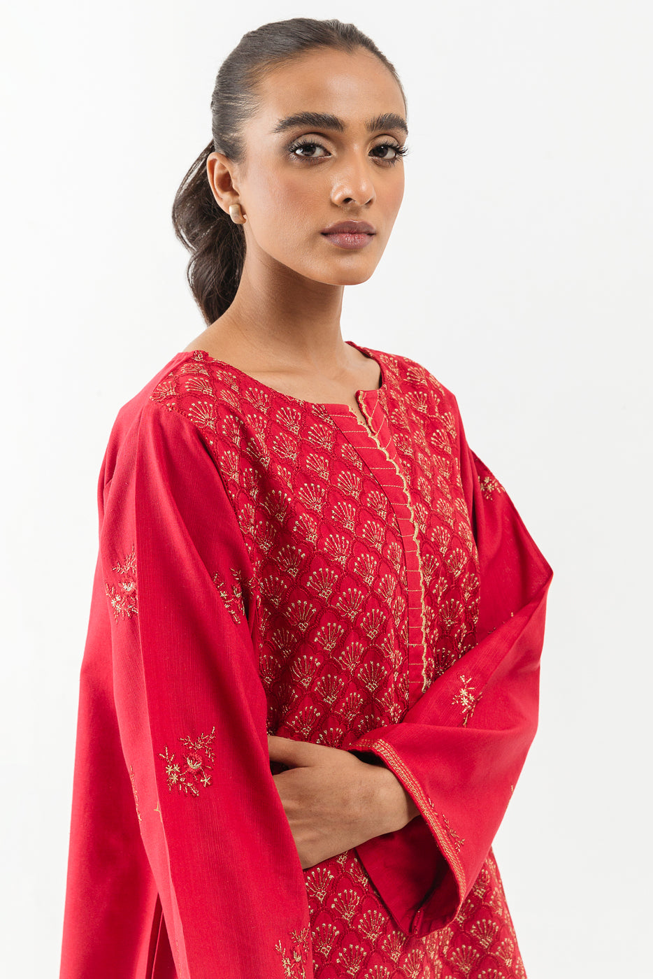 Beechtree - EMBROIDERED SLUB KHADDAR SHIRT (PRET)