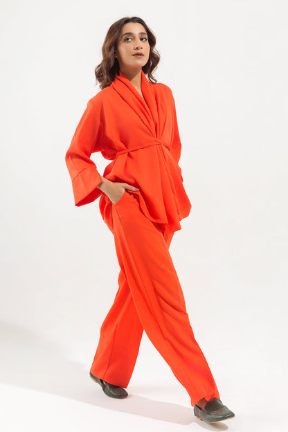 Beechtree - Orange Shawl Collar Co-Ord Set