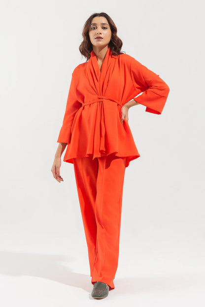 Beechtree - Orange Shawl Collar Co-Ord Set
