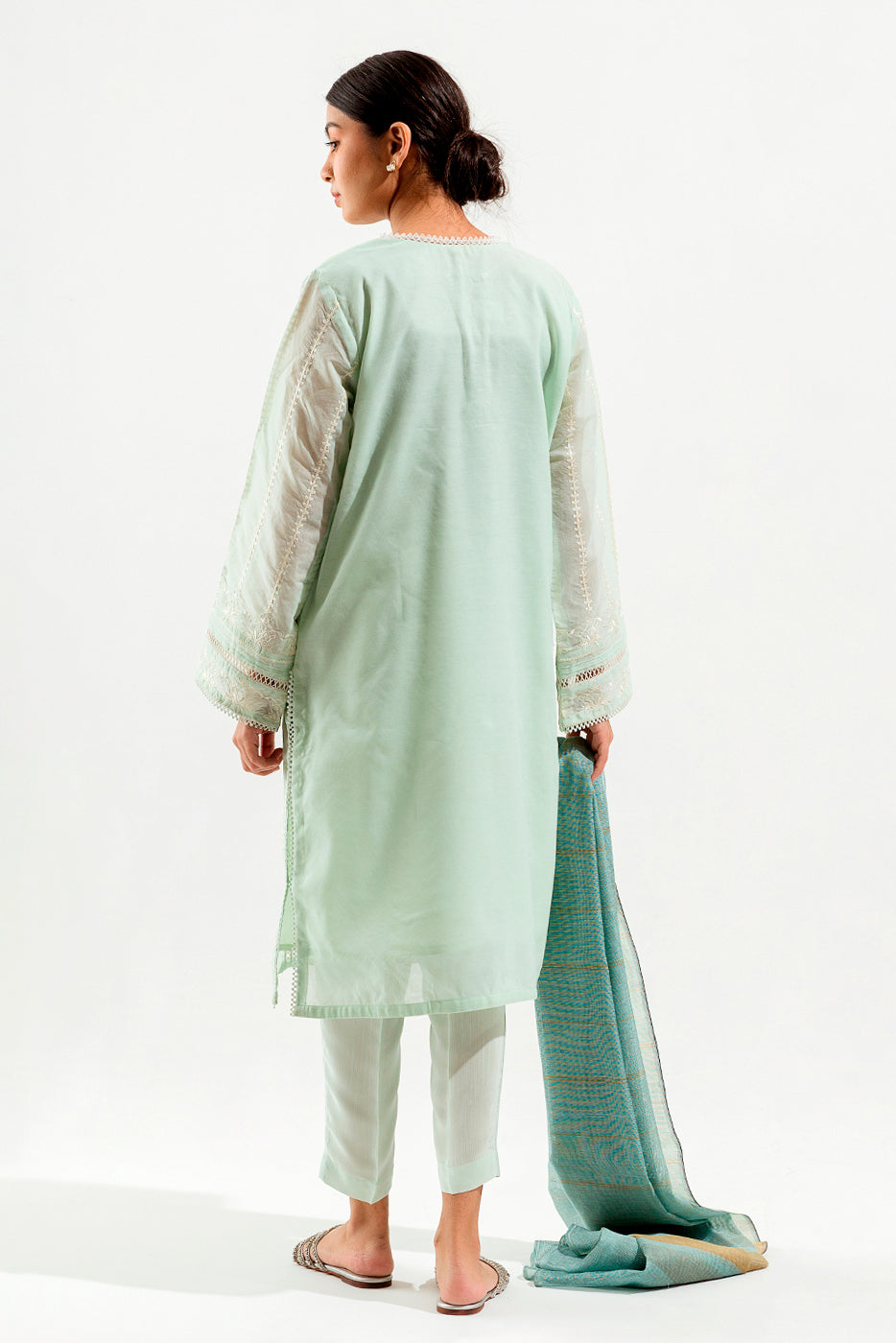 Beechtree - Embroidered Shirt With Dupatta