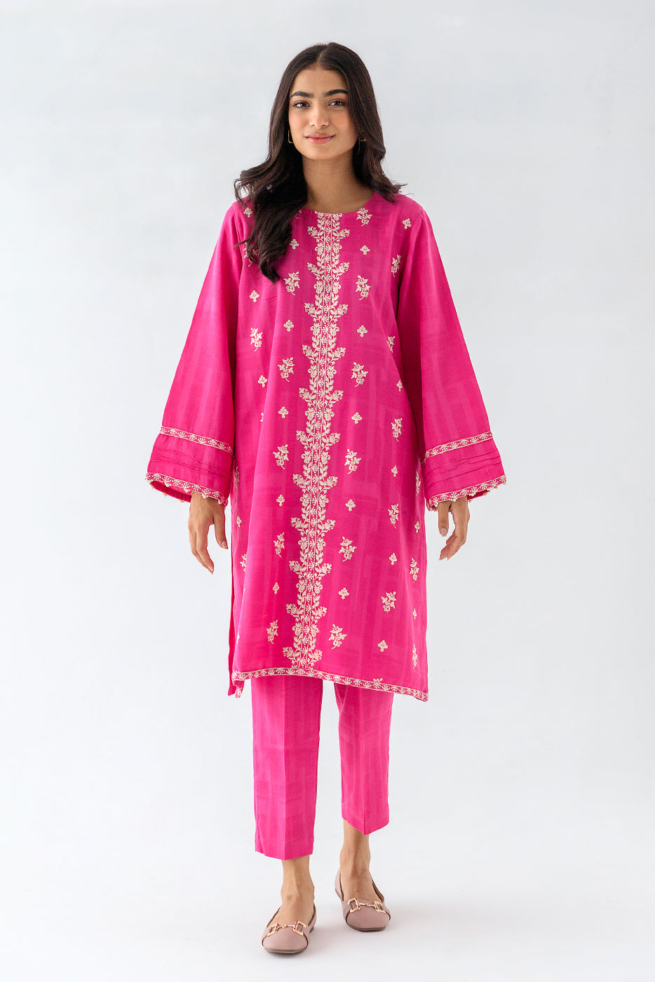 Beechtree - EMBROIDERED KHADDAR JACQUARD SHIRT (PRET)