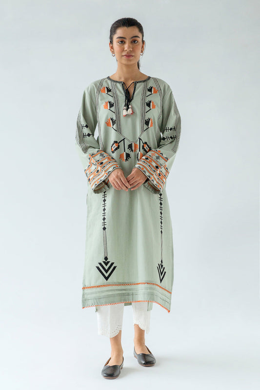 Beechtree - EMBROIDERED SLUB KHADDAR SHIRT (PRET)