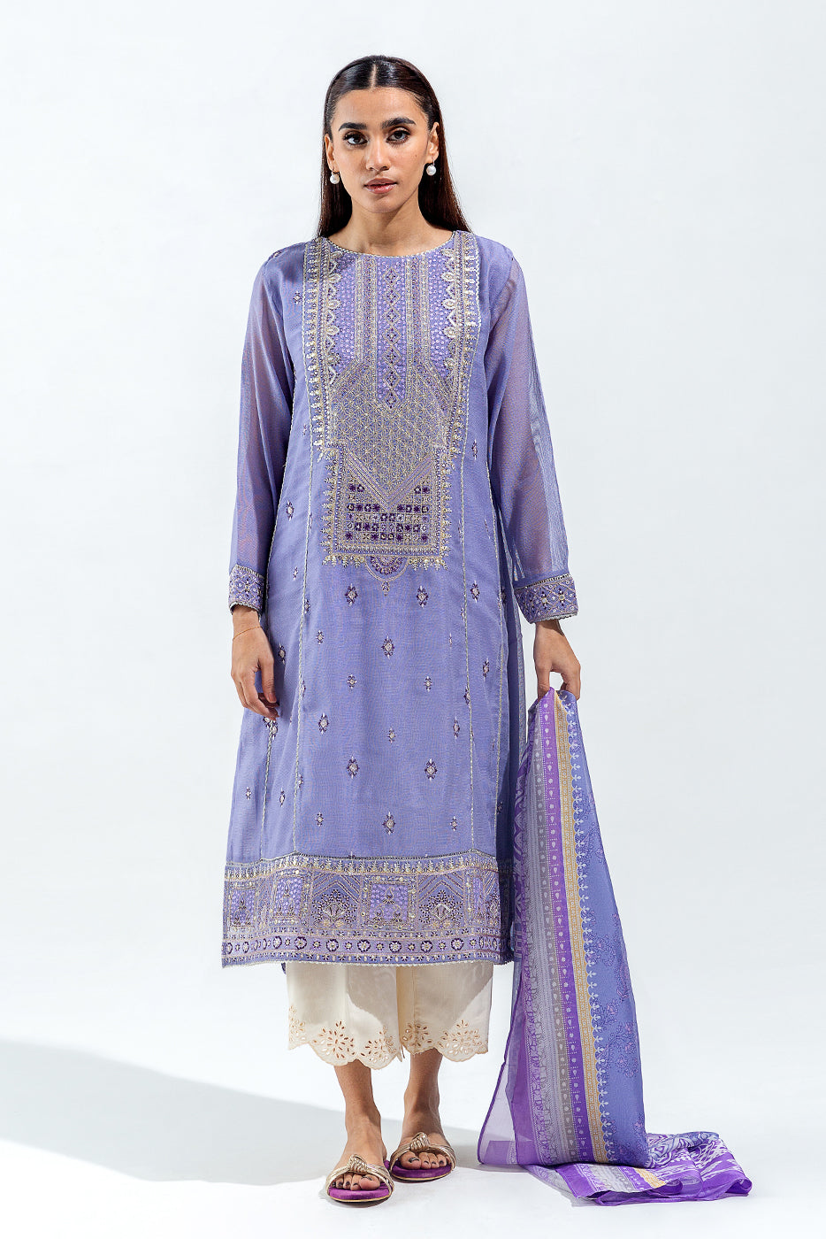 Beechtree - 2 PIECE EMBROIDERED COTTON NET SUIT (LUXURY PRET)