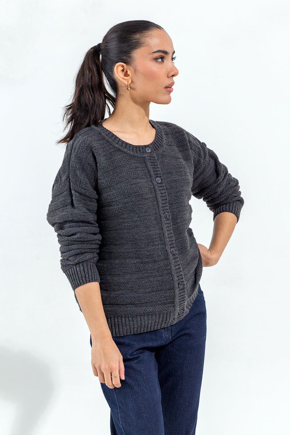 Beechtree - Knitted Crew Neck Cardigan