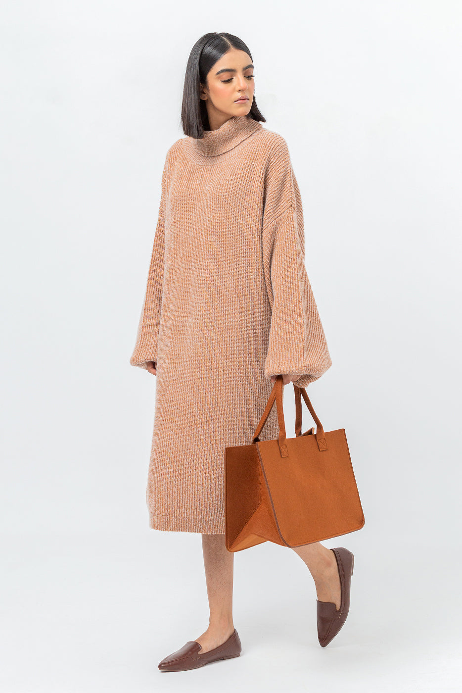 Beechtree - Beige Melange Sweater Dress
