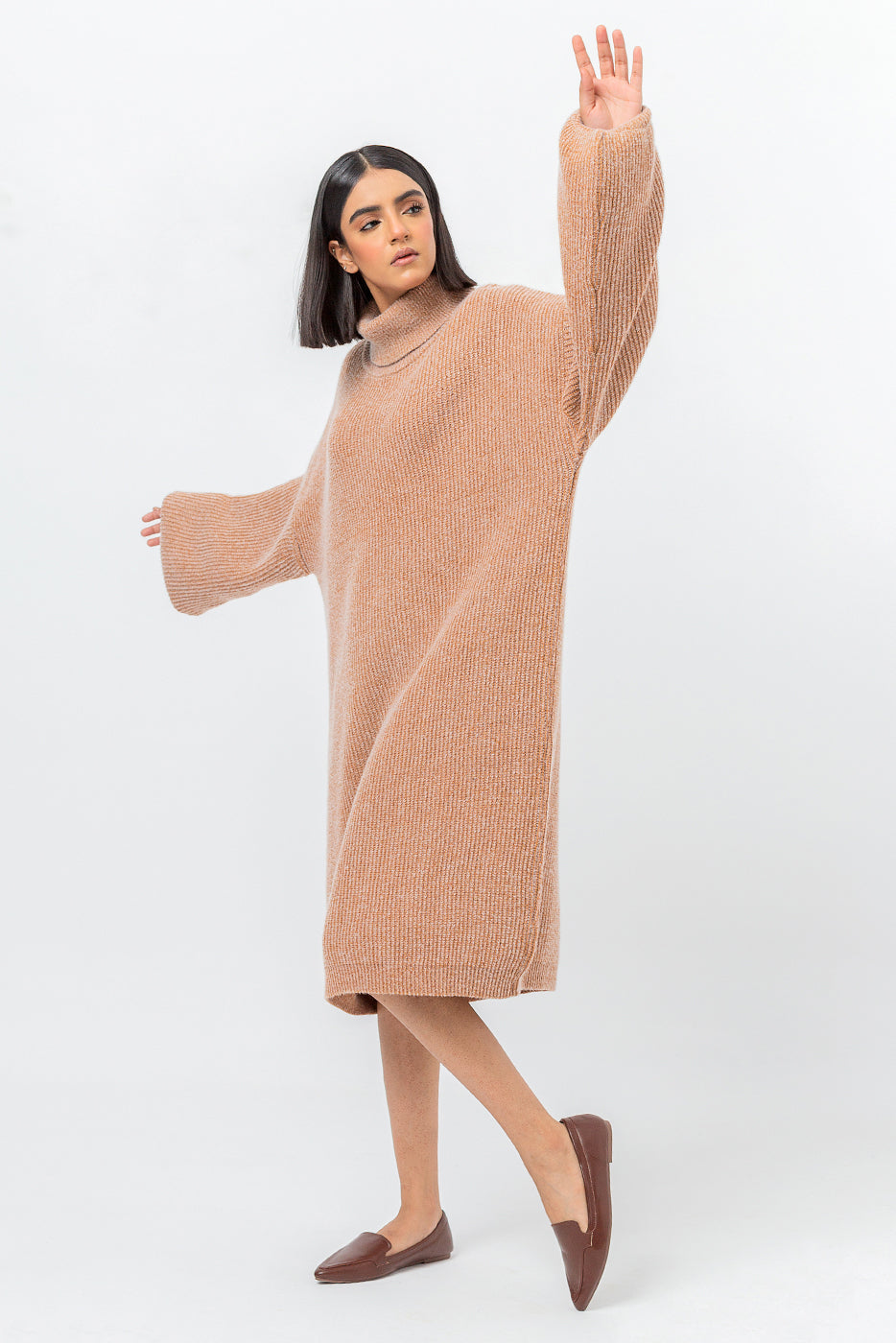 Beechtree - Beige Melange Sweater Dress