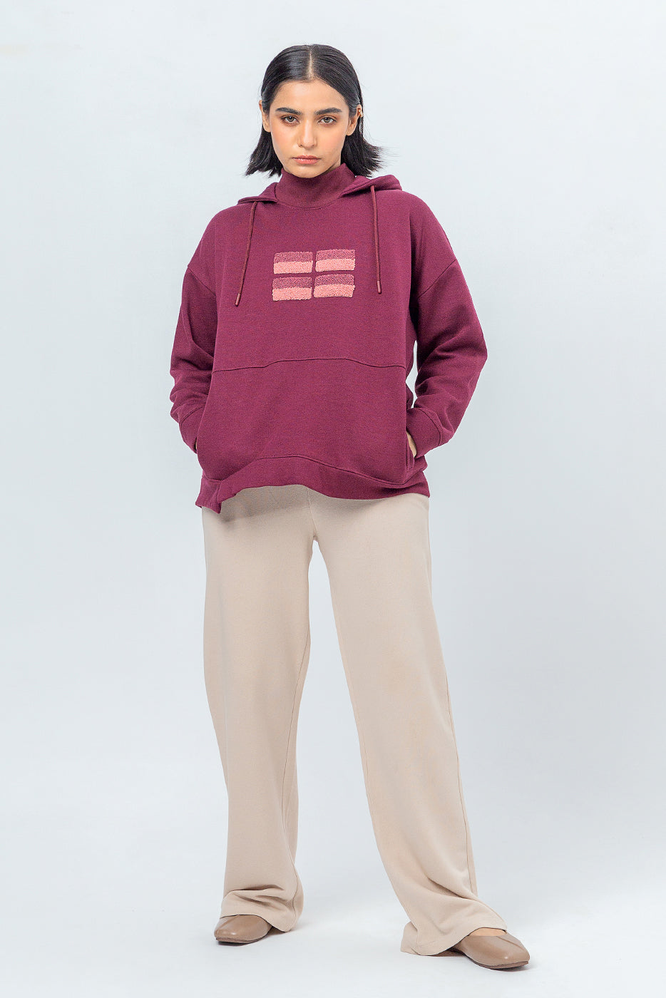 Beechtree - Embroidered Hoodie with Neck Detail