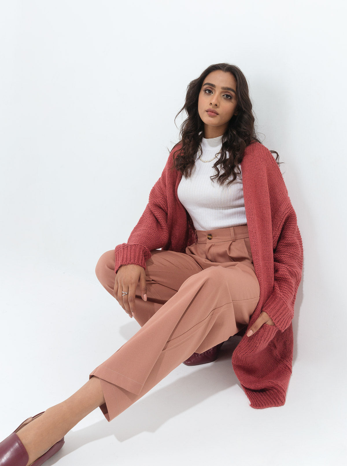 Beechtree - Dark Mink Long Textured Pocket Shrug