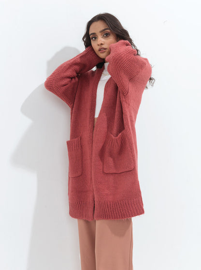 Beechtree - Dark Mink Long Textured Pocket Shrug