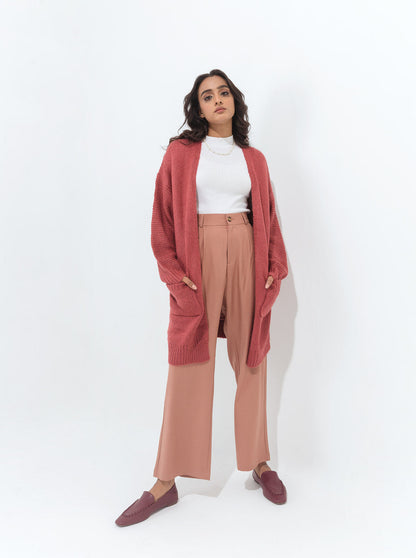 Beechtree - Dark Mink Long Textured Pocket Shrug