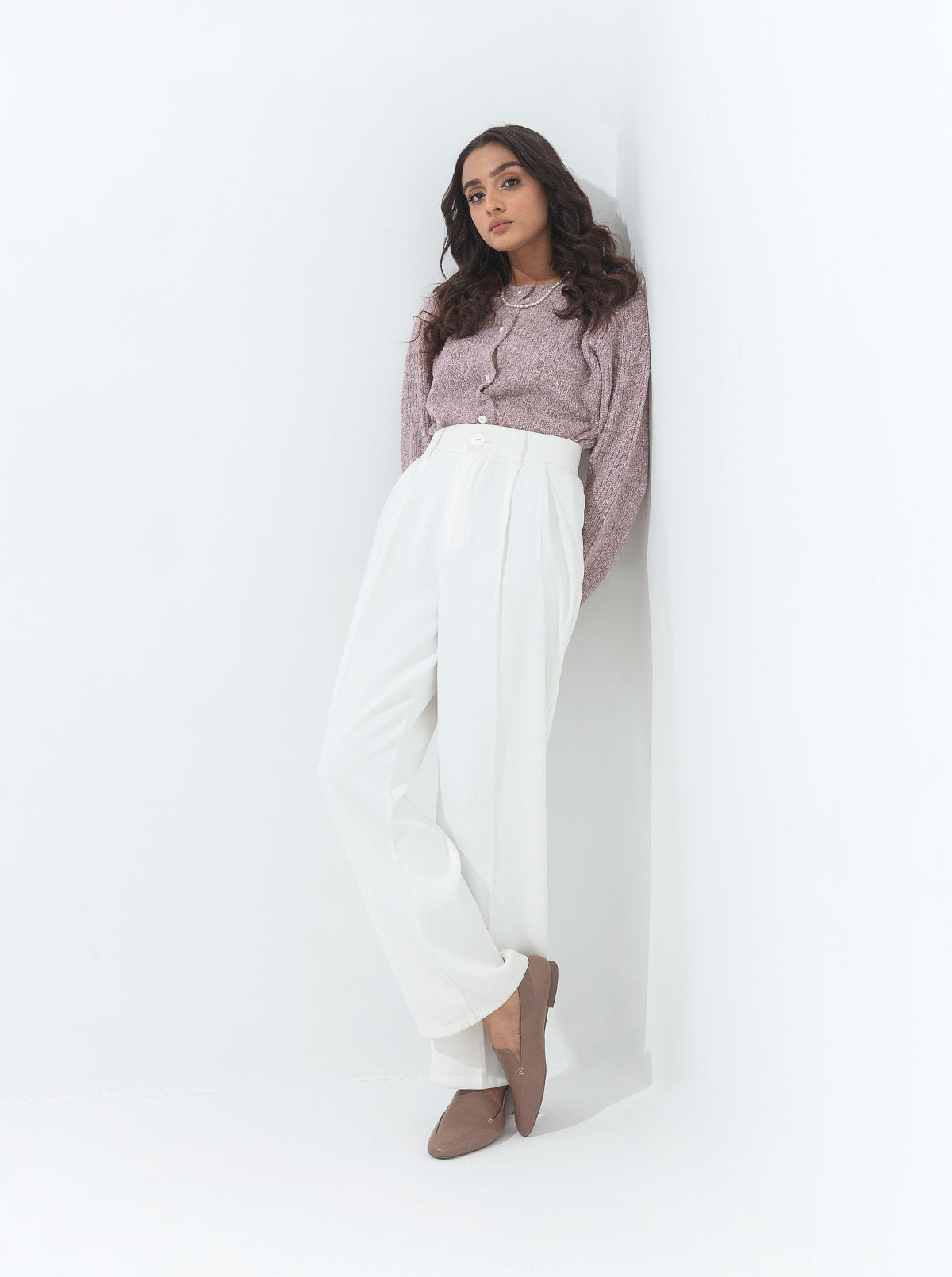 Beechtree - Lilac Heather Pearl Button Cardigan