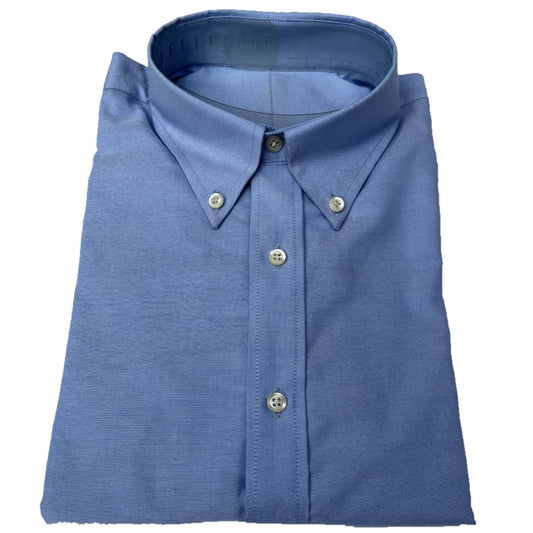 Button-Down Collar Poplin Fabric Shirt - Blue