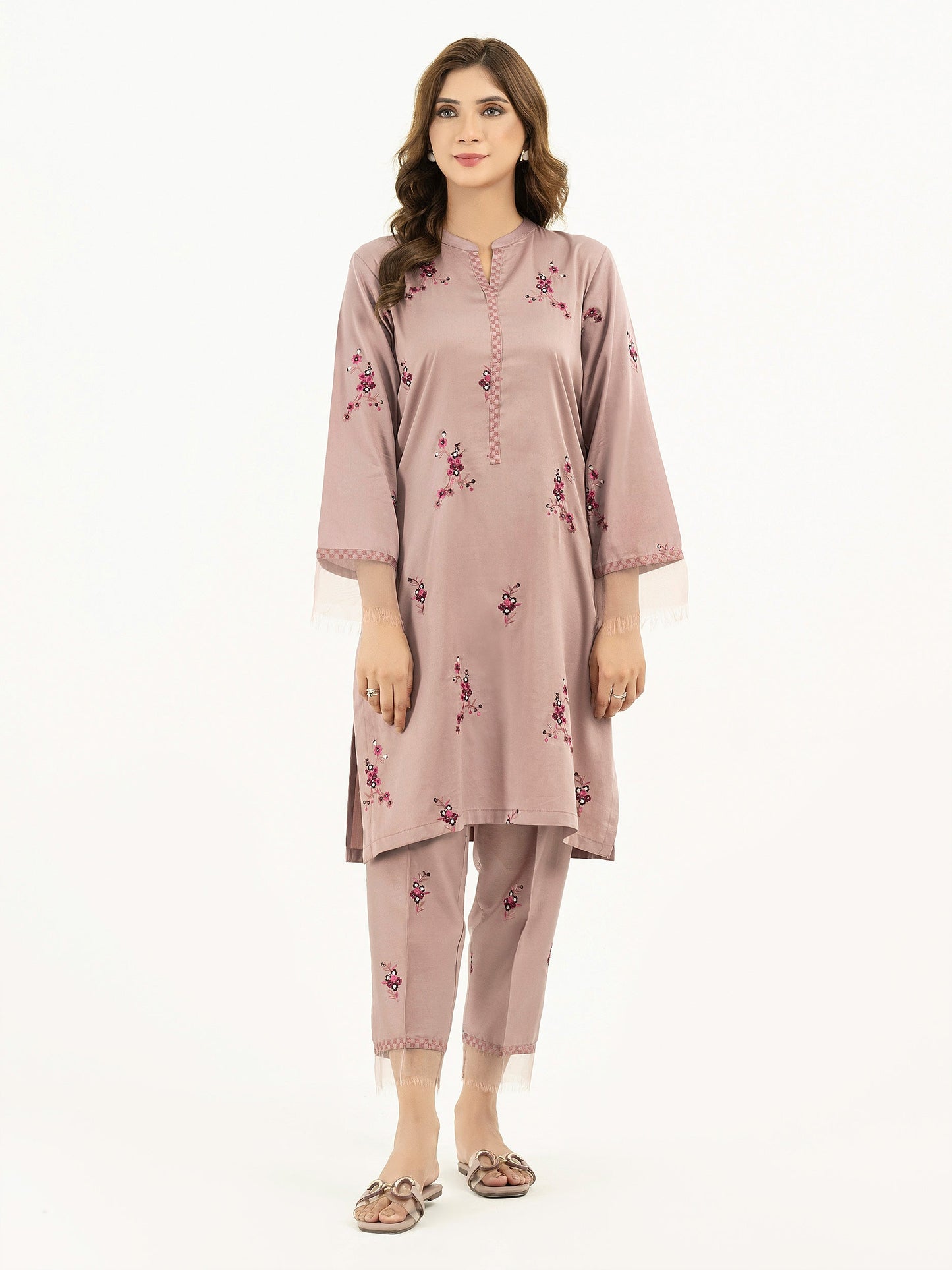 Limelight - 2 Piece Satin Suit-Embroidered  (Pret)