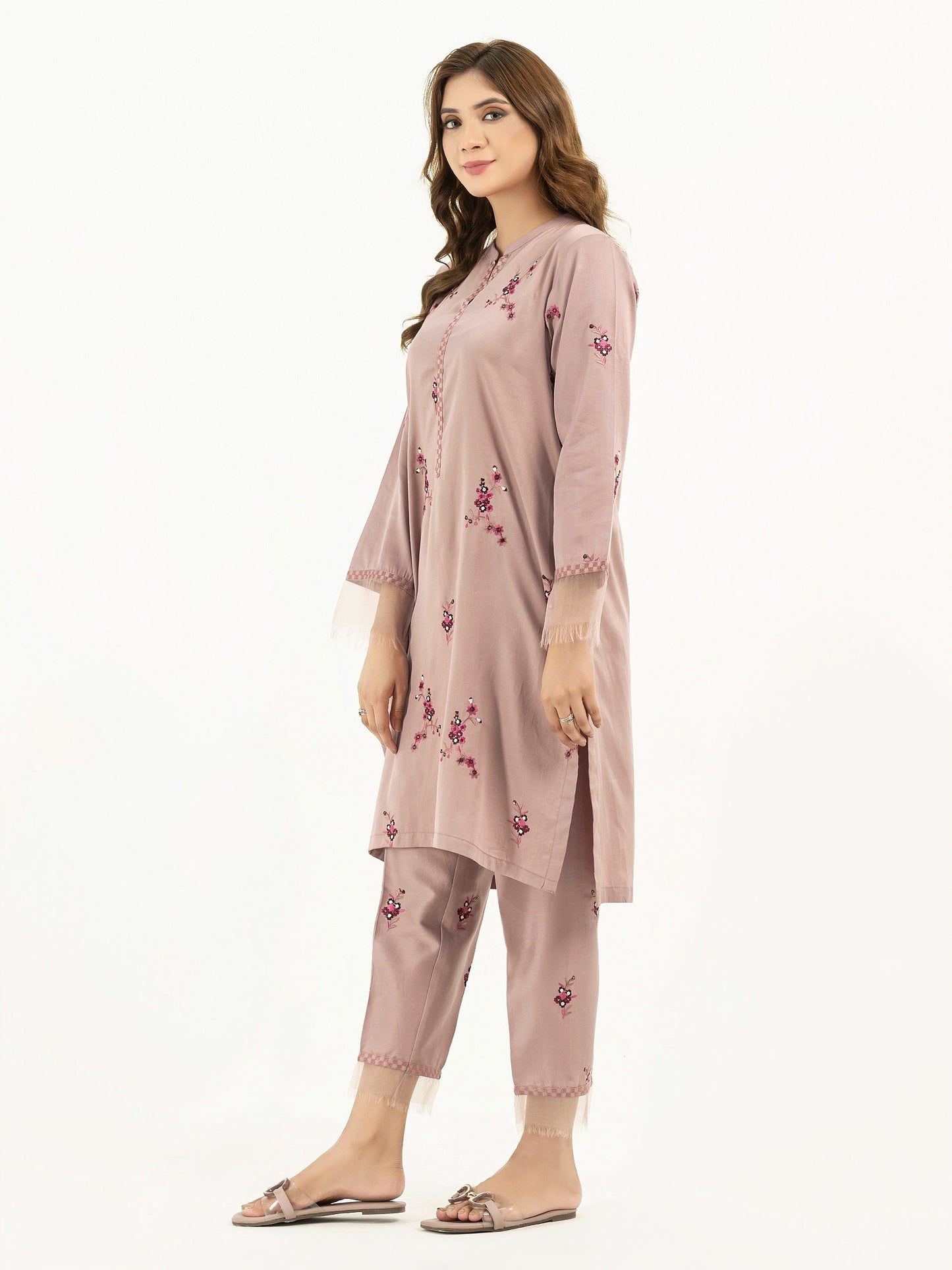 Limelight - 2 Piece Satin Suit-Embroidered  (Pret)